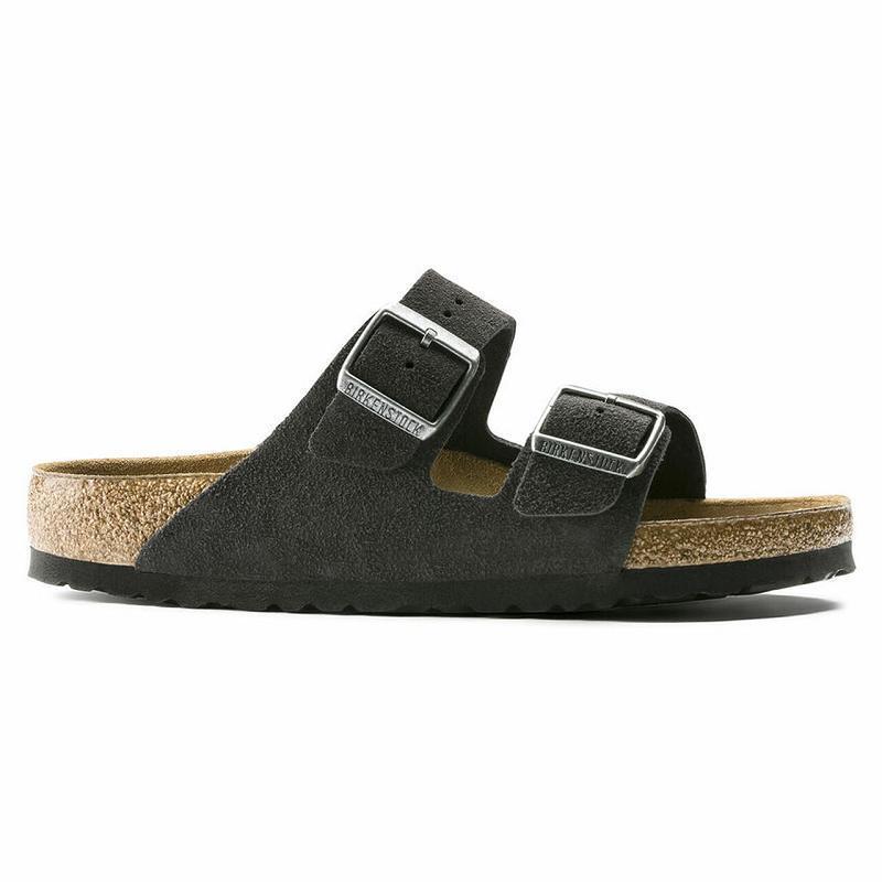 Birkenstock Soft Footbed Ruskind Arizona Dame Sort | DK 60TCE